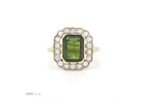 14K Yellow Gold, Green Sapphire And Diamond,