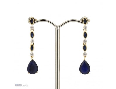 14K YELLOW/WHITE GOLD, BLUE SAPPHIRE AND DIAMOND, ...