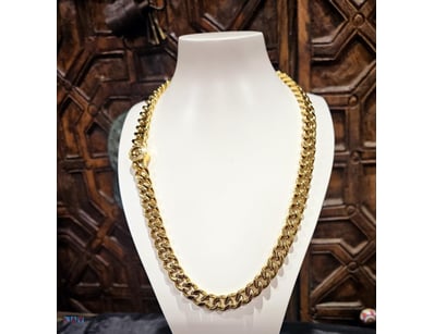 CUBAN  GOLD PLATED  STAINLESS STEEL    CHAIN-66CM-...
