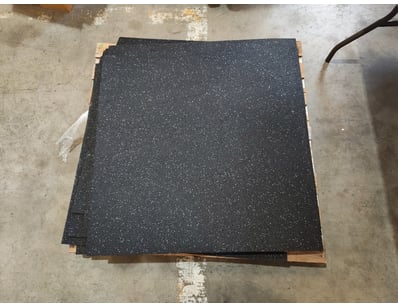 8x rubber gym flooring tiles in charcoal black wit...