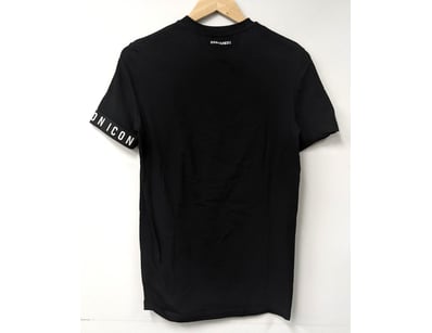 DSQUARED2 BLACK COTTON T-SHIRT WITH ICONIC SLEEVE ...