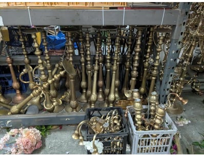 Extensive collection of brass decorative candlesti...