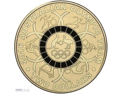 2016 $2 RIO OLYMPIC GAMES BLACK AUSTRALIAN COLOURE...