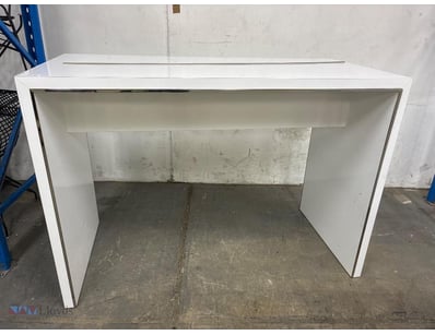 Bar table, gloss white, stainless steel trim, 105c...