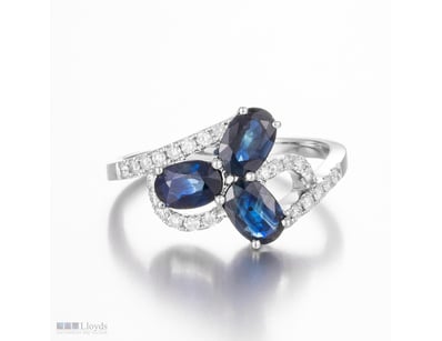 14CT WHITE GOLD AUSTRALIAN SAPPHIRE AND DIAMOND DR...