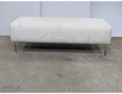 Ottoman, metal legs, white upholstery 

Dimensions...