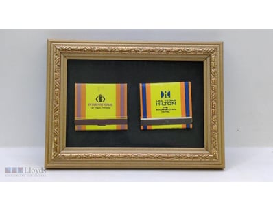 FRAMED SET OF 2X VINTAGE MATCHBOOKS

Item Size: He...