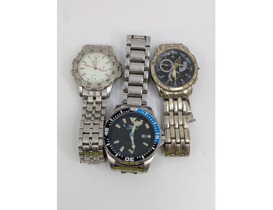 ASSORTED WATCHES, STAINLESS STEEL BANDS

Conditi...