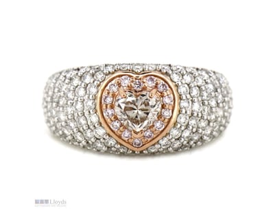 14K ROSE/WHITE GOLD, PINK DIAMOND AND DIAMOND, PAV...