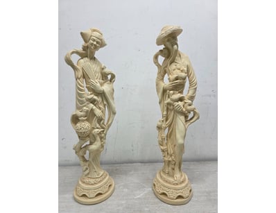 figurative sculptures depicting traditional Asian ...