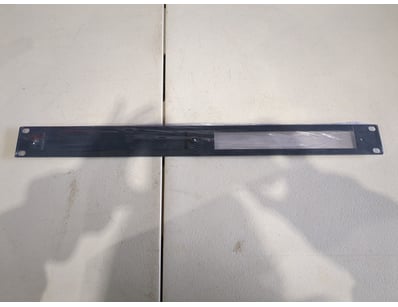 1U rack-mount panel in dark navy blue finish. Feat...