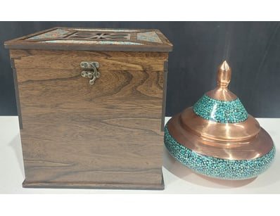 PERSIAN FIROOZEH KOOBI (TURQUOISE INLAY) PEDESTAL ...