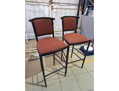 Pair Of Bar Stools, Metal Style, Black & Red Finis...