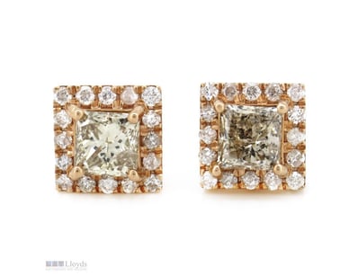 14K ROSE GOLD, CHAMPAGNE DIAMOND AND DIAMOND, HALO...