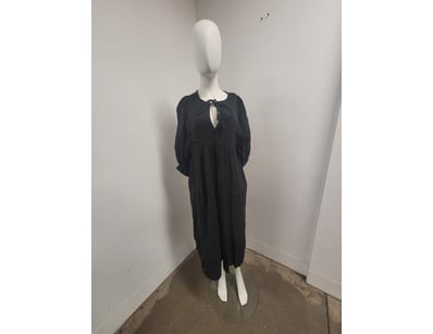 VINTAGE BLACK LINEN DRESS BY DAUGHTERS OF INDIA, S...