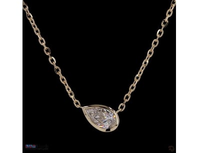 1.00 CT PEAR BEZEL SOLITAIRE PENDANT NECKLACE IN 1...
