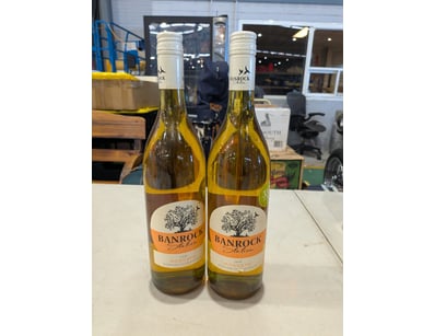 Pair of Banrock Station Moscato white wine bottles...