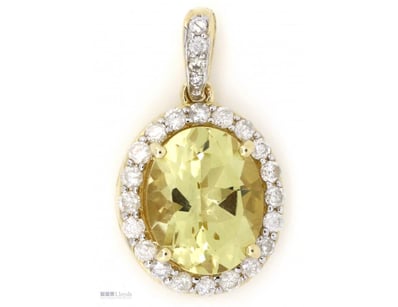 14CT YELLOW GOLD, HELIODOR AND DIAMOND, HALO PENDA...