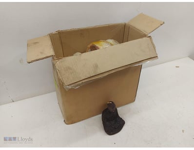 Lot comprising a dark Wax Buddha head sculpture Ca...
