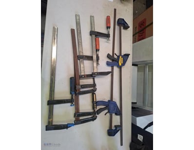 Assorted lot of 7 F clamps including 2x Irwin quic...