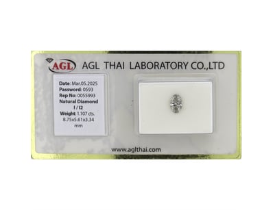 1.107CT CERTIFIED, NATURAL DIAMOND     

Oval Bril...