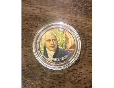 AUSTRALIA JOSEPH BANKS GOLD PLATED HALF PENNY SCAR...