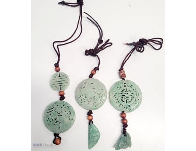 JADE CARVED PENDANT NECKLACES WITH CORD AND BEAD A...