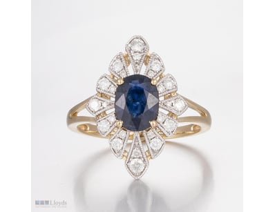 14CT YELLOW GOLD AUSTRALIAN SAPPHIRE AND DIAMOND A...