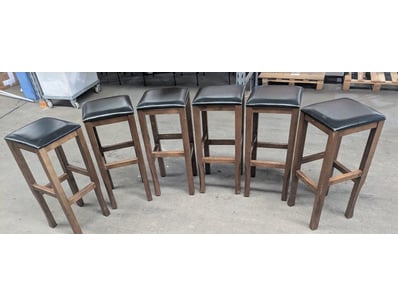 Set of 6 timber bar stools featuring solid wood fr...