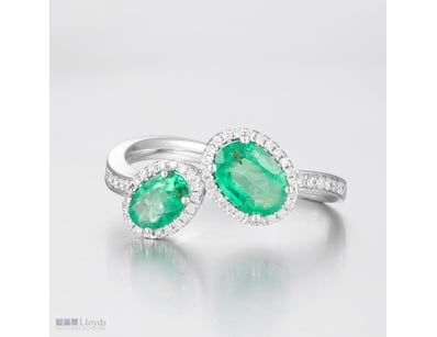 14CT WHITE GOLD COLOMBIAN EMERALD AND DIAMOND DRES...