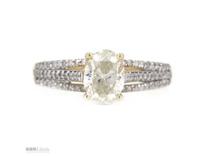 14K YELLOW GOLD AND DIAMOND, SPLIT BAND RING.     ...