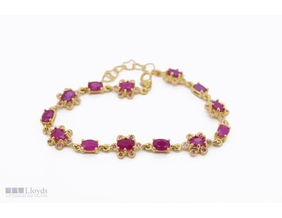 NATURAL RUBY & PADPARADSCHA SAPPHIRE BRACELET ON 9...