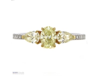 14K WHITE/YELLOW GOLD, FANCY YELLOW DIAMOND AND DI...