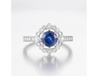 14CT WHITE GOLD MADAGASCAN SAPPHIRE AND DIAMOND VI...