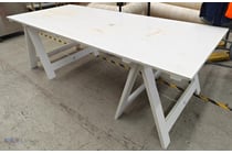 White Wooden Trestle-Style Dining Table -
