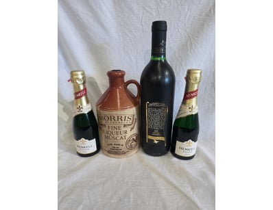 Collection of liqour including Chevalier Cabernet,...
