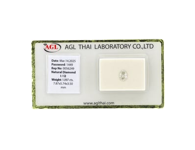 1.097CT CERTIFIED, NATURAL DIAMOND     

Oval Bril...