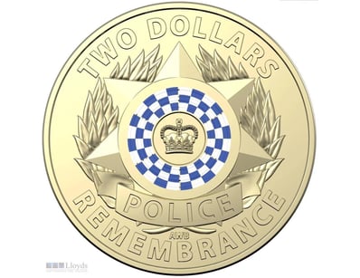 2019 $2 POLICE REMEMBRANCE AUSTRALIAN TWO DOLLAR C...