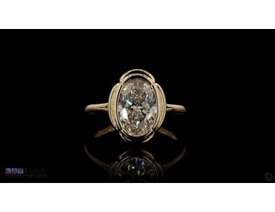 3.04 CT OVAL ORNATE BEZEL SOLITAIRE RING IN 18KT Y...