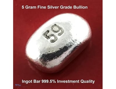 SILVER BULLION 999.5 FINE GRADE 5 GRAMS INVESTOR Q...