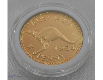 1964 QEII UNCIRCULATED 18CT. GOLD PLATED AUSTRALIA...