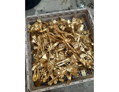 Container of forks, gold finish.

SOLD AS LOT.

