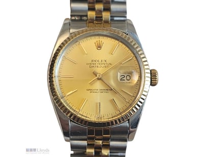 ROLEX DATEJUST 36 36MM YELLOW ROLESOR 16013 AUTOMA...