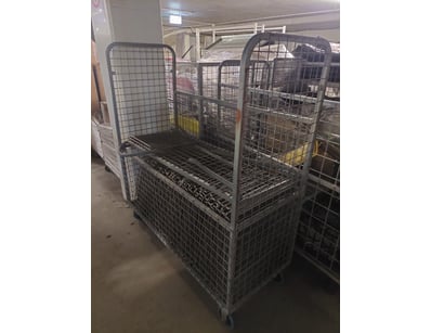 Industrial galvanised steel cage trolley with coll...