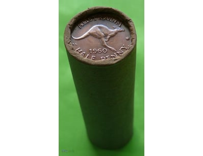 ROLL OF 1960 QEII, AUSTRALIAN HALF PENNY (50X CIRC...