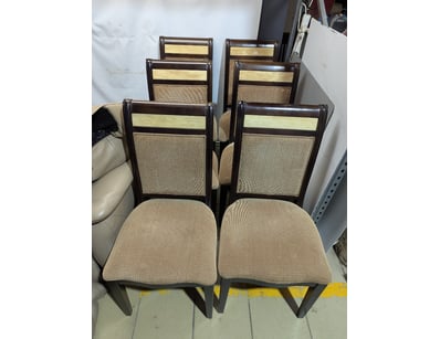 Dining chairs, timber frame, ceramic tile decorati...