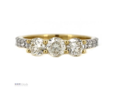 14K YELLOW GOLD AND DIAMOND, TRILOGY CLASSIC RING....