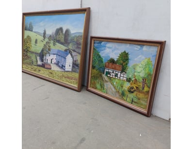 Paintings, timber finish frames

Dimensions: large...