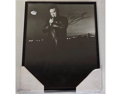 TOM JONES SIGNED BLACK AND WHITE PHOTOGRAPH WITH C...