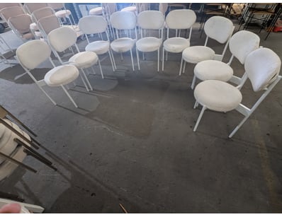 Bulk lot of modern dining chairs featuring white p...